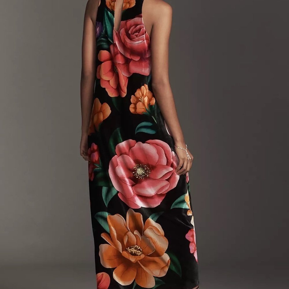 Farm Rio x Anthropologie Mock-Neck Printed Velvet Midi Dress - Picture 2 of 12